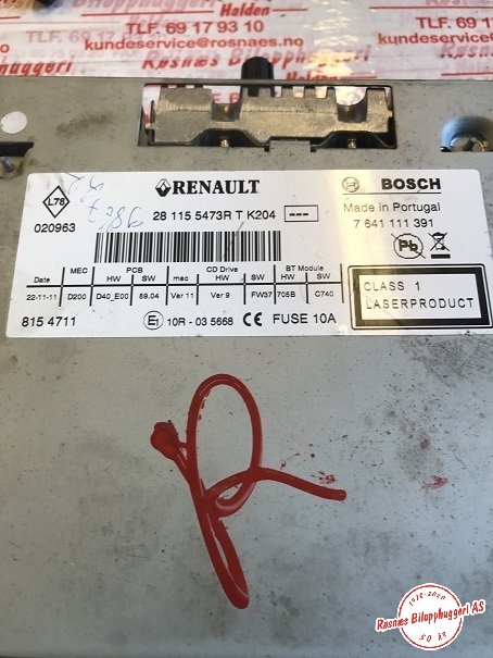 Bilstereo til Renault Clio 2009-2012 (Type III, Fase 2)  (RENAULT|281155473R|7641111391|)