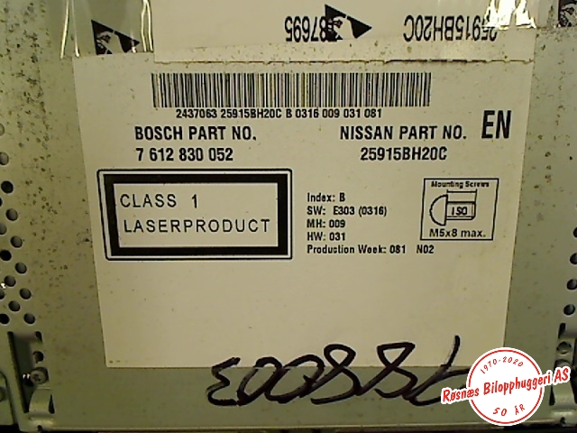 Bilstereo navigasjon til Nissan Qashqai 2010-2014 (Type I, Fase 2)  (NISSAN|25915BH20C||7612830052)