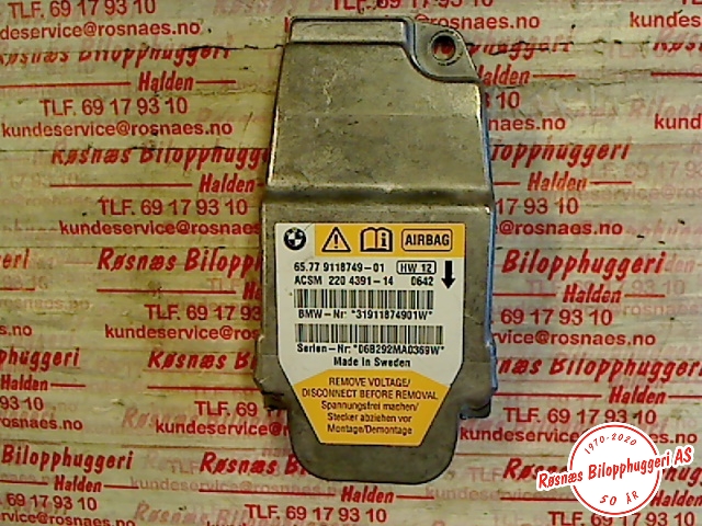 Airbag elektronikk til BMW 5-Serie, 2003-2010 (E60/E61) (E60/E61) (BMW|65.77 9118749-01)