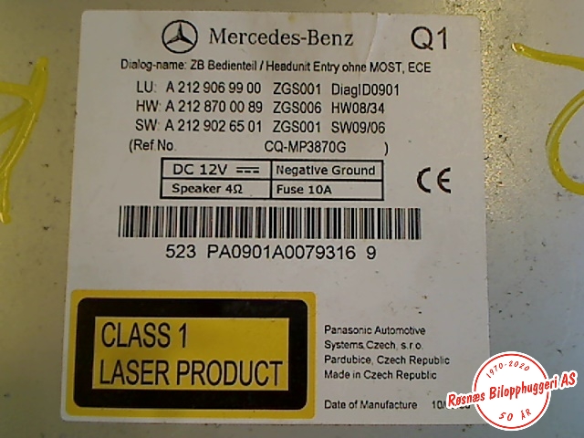 Bilstereo til Mercedes E-Klasse 2009-2013 (Fase 1) (W212) (W212) (MERCEDES|A2129069900|)