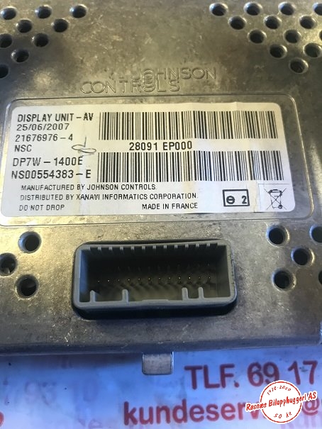 Instrument kjørecomputer til Nissan Qashqai 2007-2010 (Type I, Fase 1)  (NISSAN|28091EP000|)