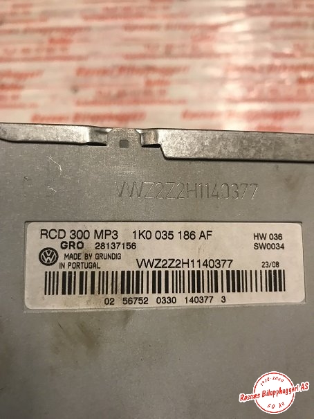 Bilstereo til VW Touran 2003-2006 (Type I, Fase 1)  (VOLKSWAGEN|1K0035186AF|)