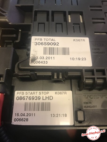 Sikringsboks til Volvo V60 2010-2013 (Type I, Fase 1)  (VOLVO|30659092|)
