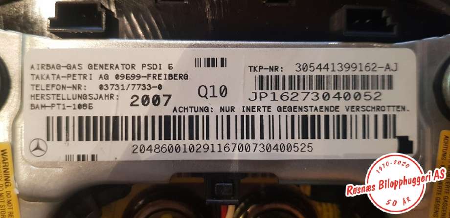 Airbag rattpute til Mercedes C-Klasse 2007-2011 (Fase 1) (W204) (W204) (MERCEDES|)