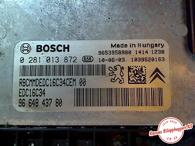 Styreenhet motor til Peugeot Partner 2008-2015 (Type II, Fase 1)  (9653958980|0281013872|)