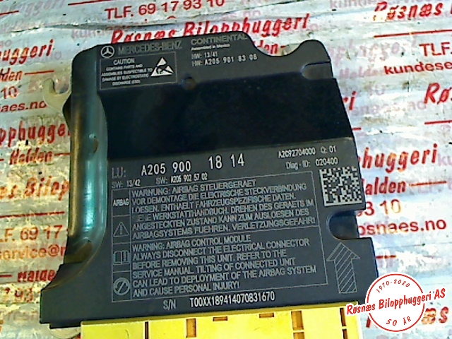 Airbag elektronikk til Mercedes C-Klasse 2014-2018 (Fase 1) (W205) (W205) (MERCEDES|A2059001814|)