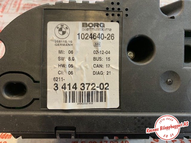 Speedometer til BMW X3 2003-2006 (Fase 1) (E83) (E83) (BMW|6211341437202|102464026|)