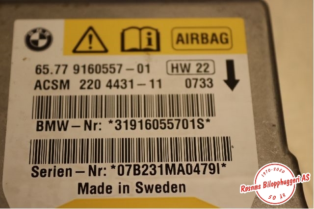 Airbag elektronikk til BMW 5-Serie 2003-2010 (E60/E61) (E60/E61) (BMW|65.77 9160557-01|)