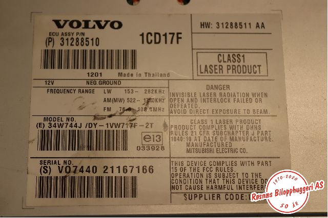 Bilstereo til Volvo V50 2007-2012 (Fase 2) (VOLVO|P31288510||V07440 21167166)