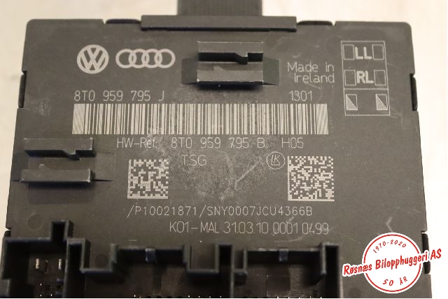 Styreenhet dør venstre bak til Audi A5 2007-2016 (Type I) (AUDI|8T0 959 795 B|8T0 959 795 J|)