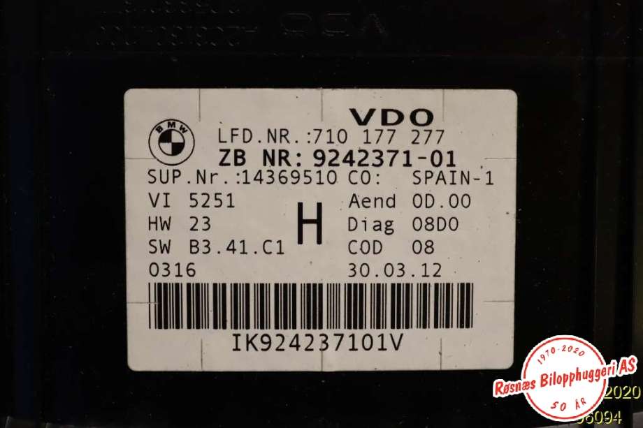 Speedometer til BMW X1 2009-2015 (E84) (E84) (BMW|9242371-01||62109316152)