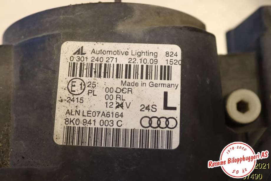 Frontlykt venstre xenon til Audi A4 2007-2014 (Type IV) (B8) (B8) (AUDI S-LINE|8K0 941 003 C||8K0 941 029 AJ)