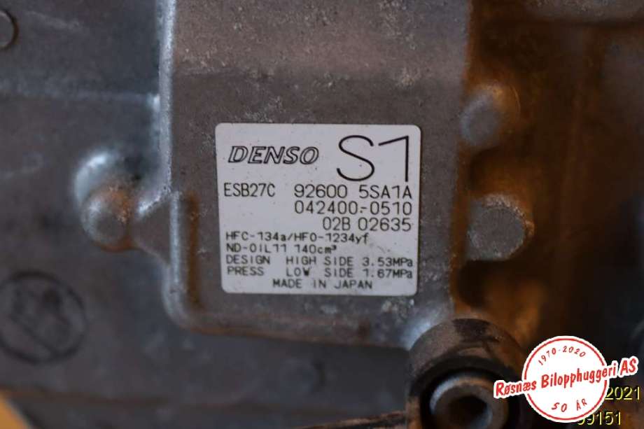 Aircondition kompressor til Nissan Leaf 2018-->> (Type II)  (NISSAN|92600 5SA1A|042400-0510|)