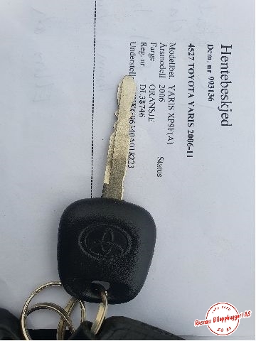 Nøkkel til Toyota Yaris, 2006-2009 (Type II, Fase 1)  (TOYOTA|)
