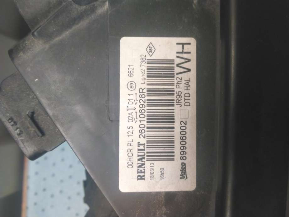 Frontlykt høyre halogen til Renault Scenic 2009-2016 (Type III) (260108453R|)