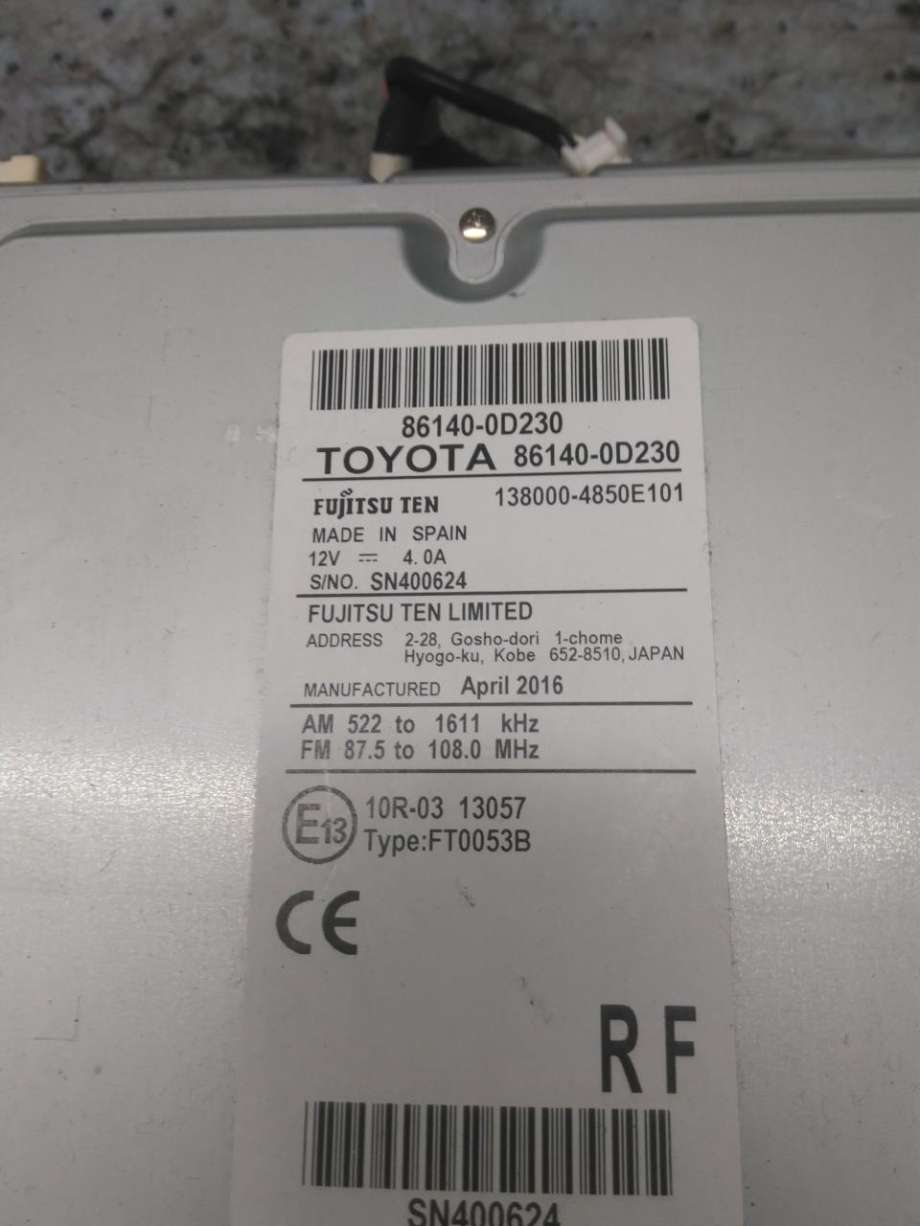 Bilstereo navigasjon til Toyota Yaris 2014-2020 (Type III, Fase 2)  (861400D230|)