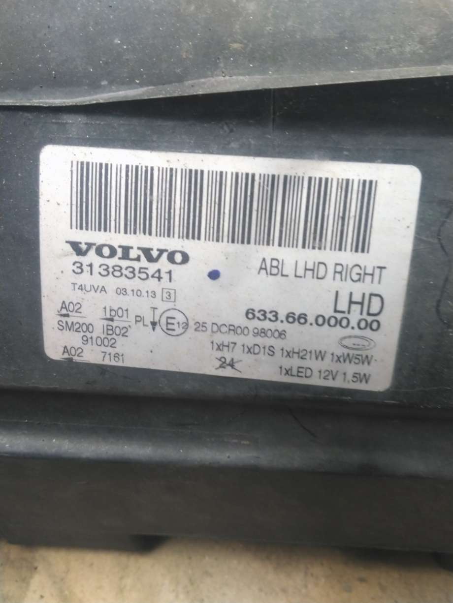 Frontlykt høyre halogen til Volvo V70 2007-2013 (Type III, Fase 1)  (31395155|)