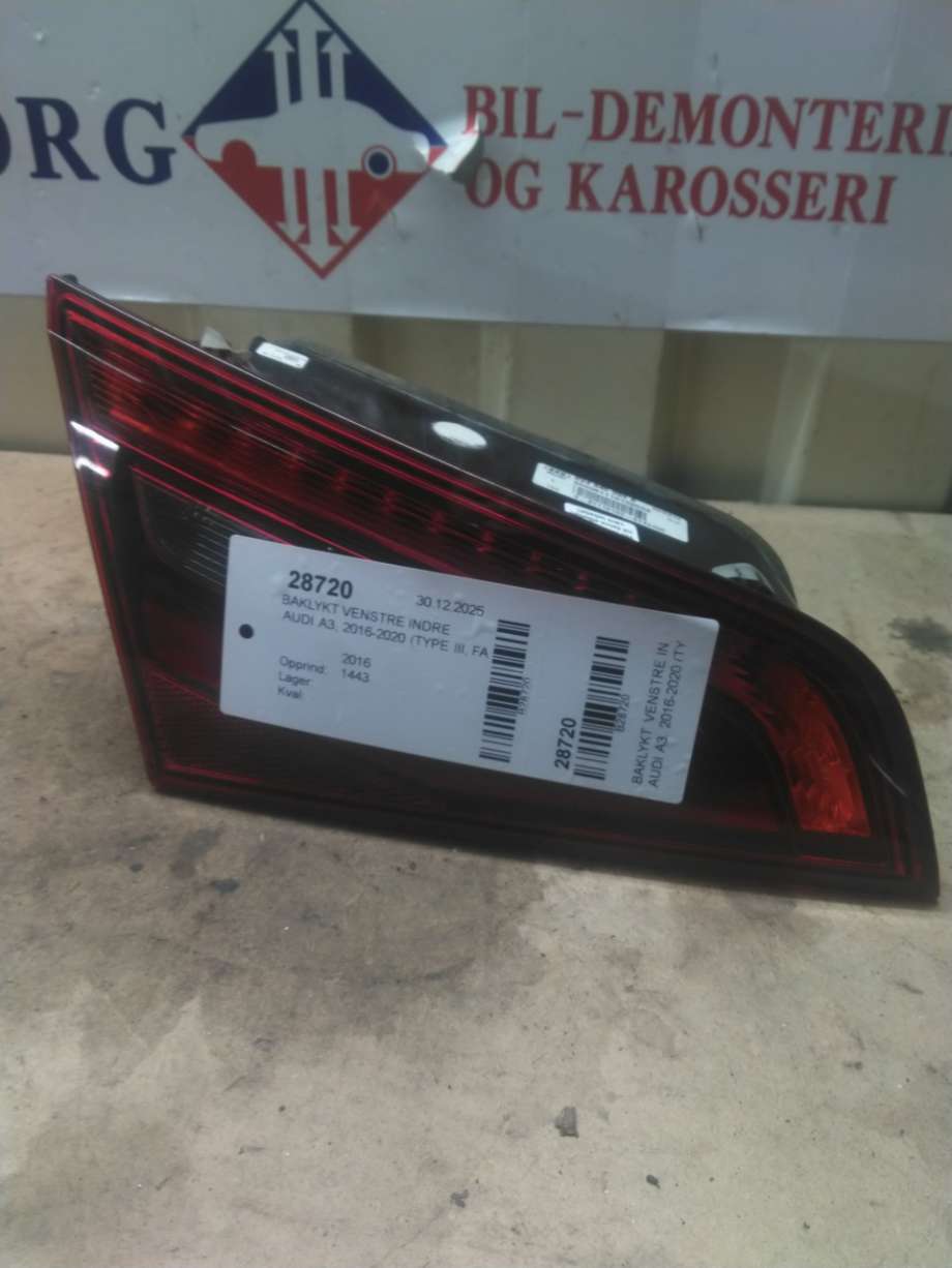 Baklykt venstre indre til Audi A3 2016-2020 (Type III, Fase 2) (8V4 945 093 A|)