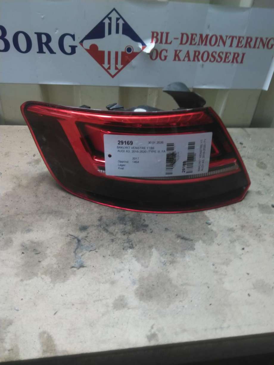 Baklykt venstre ytre til Audi A3, 2016-2020 (Type III, Fase 2)  (8V4 945 069)