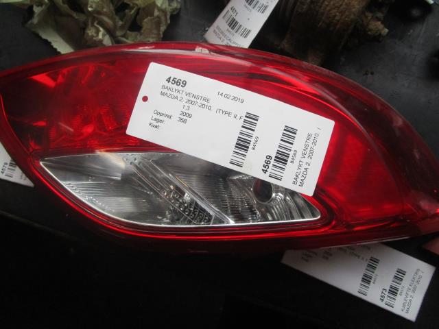 Baklykt venstre til Mazda 2, 2007-2010 (Type II, Fase 1)  