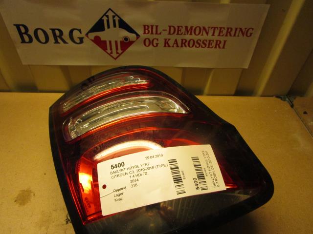 Baklykt høyre ytre til Citroën C3, 2010-2016 (Type II)