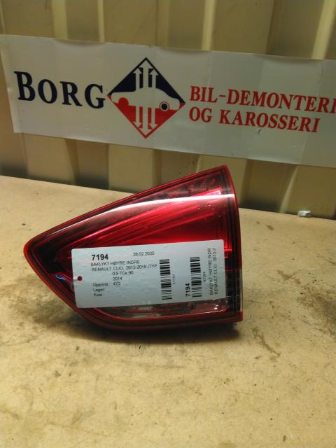 Baklykt høyre indre til Renault Clio, 2012-2016 (Type IV, Fase 1)  