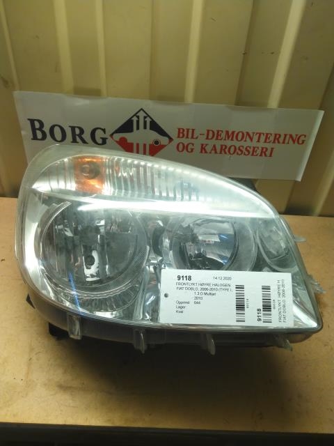 Frontlykt høyre halogen til Fiat Doblo, 2006-2010 (Type I, Fase 2)  