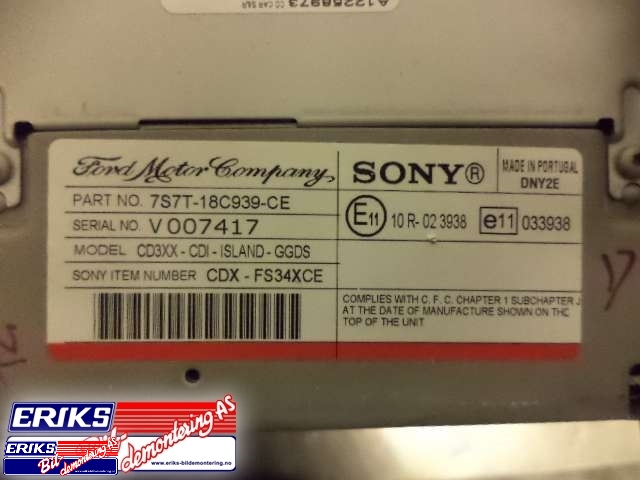 Bilstereo til Ford Mondeo 2007-2010 (Type IV, Fase 1) (SONY|GLJ669556|)