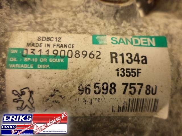Aircondition kompressor til Peugeot 207 2006-2012  (SANDEN|96 598 757 80|)