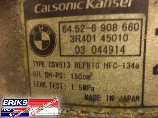 Aircondition kompressor til BMW 3-Serie 1998-2005 (E46) (E46) (CALSONIC|6 908 660|)