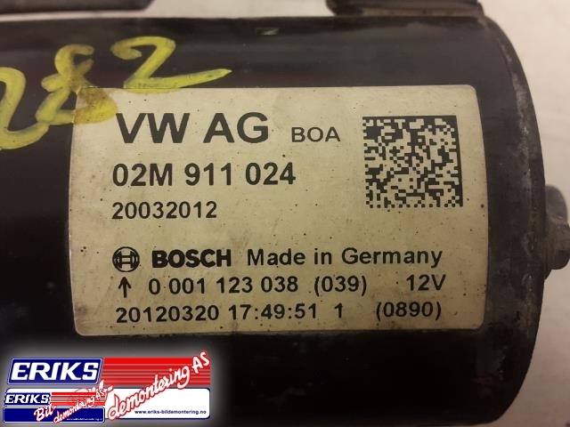 Starter diesel til VW Caddy 2010-2015 (Type III, Fase 2)  (BOSCH|0 001 123 038|02M 911 024|)
