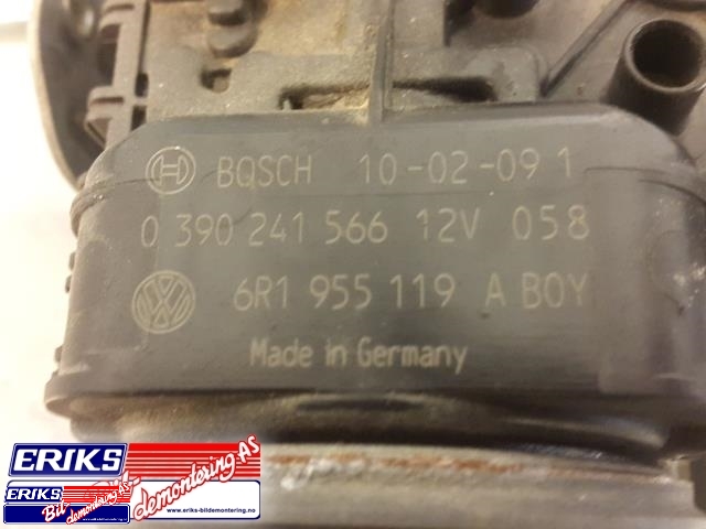 Viskermotor frontrute komplett m/overføring til VW Polo 2009-2014 (Type V, Fase 1)  (BOSCH|6R1 955 023 B|6R1 955 023 C|)