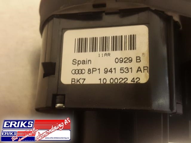 Bryter lys til Audi A3 2009-2012 (Type II, Fase 2)  (8P1 941 531 AR|)