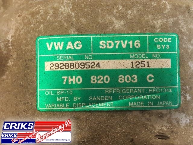 Aircondition kompressor til VW Transporter / Caravelle 2003-2009 (Fase 1) (T5) (T5) (7H0 820 803 C|7H0 820 803 D|7H0 820 803 F)