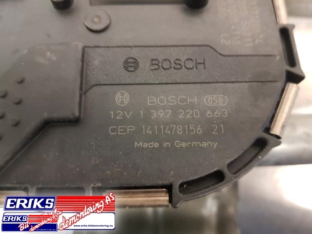 Viskermotor frontrute komplett m/overføring til Audi A3 2012-2016 (Type III, Fase 1)  (BOSCH|8V1 955 023 D|)