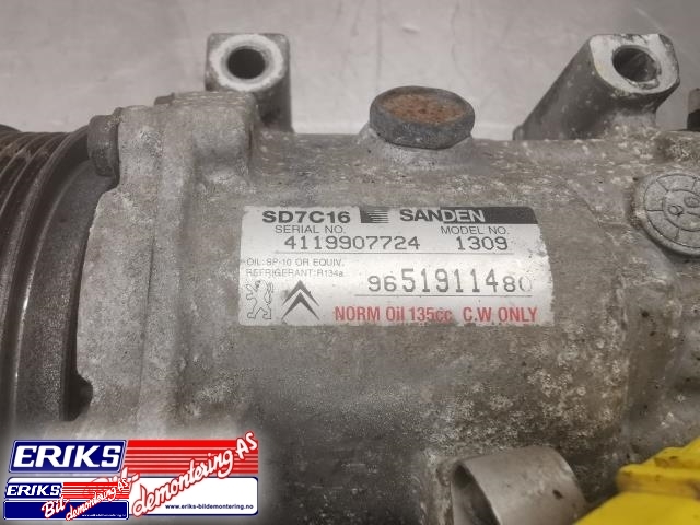 Aircondition kompressor til Citroën C4, Picasso 2006-2013 (Type I)  (SANDEN|9651911480|)