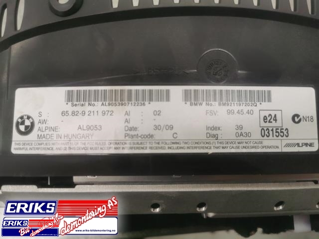 Bilstereo navigasjon skjerm til BMW 5-Serie 2003-2010 (E60/E61) (E60/E61) (ALPINE|65 82 9 224 350|)