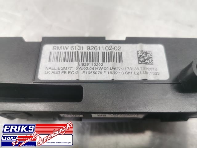 Bilstereo betjeningspanel til BMW 3-Serie 2012-2018 (F30/F31/F34) (F30/F31/F34) (6131926110202|)