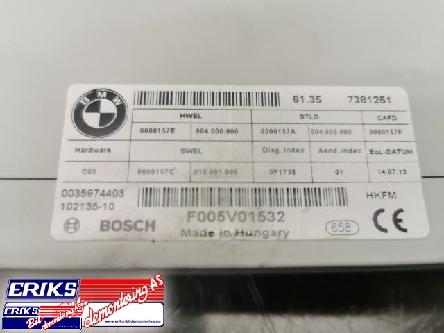 Styreenhet diverse til BMW 3-Serie 2012-2018 (F30/F31/F34) (F30/F31/F34) (BOSCH|7 381 251|61.35 7381251|)