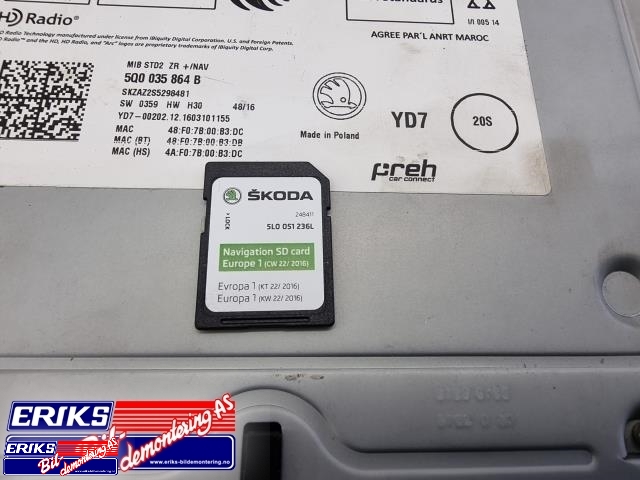 Bilstereo navigasjon spiller til Škoda Octavia 2013-2016 (Type III, Fase 1)  (5Q0 035 864 B|)