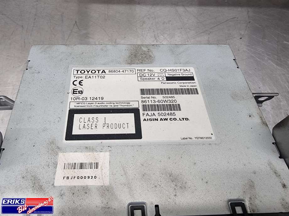 Bilstereo navigasjon til Toyota Prius 2009-2016 (Type III) (COMBI) (COMBI) (86804 47170|)