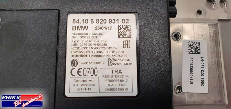 Bilstereo diverse til BMW i3 2013-2022  (6 820 931|84 10 6 820 931-02|82093102)