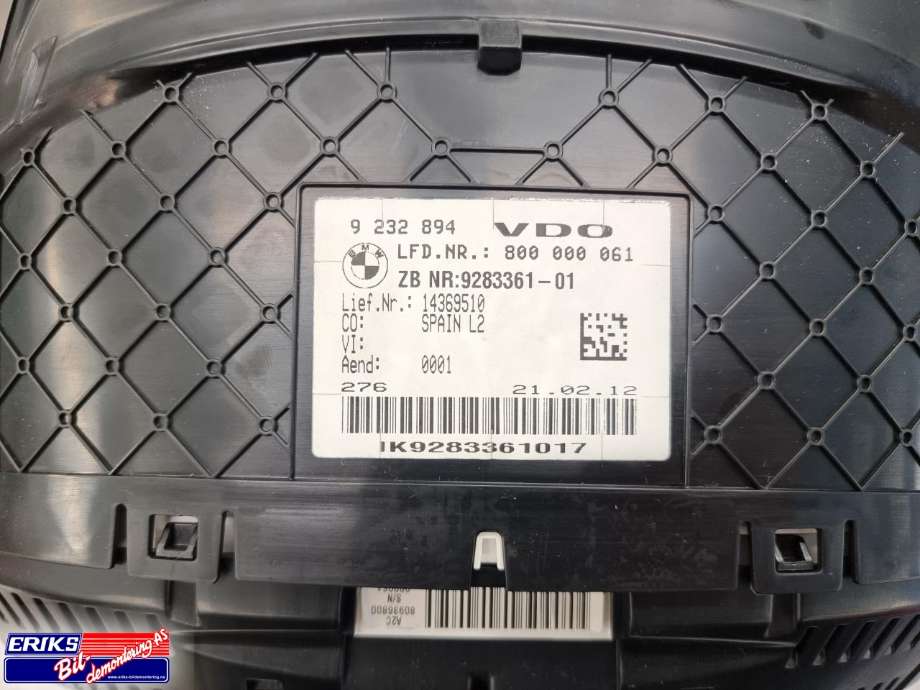 Instrumentpanel til BMW 3-Serie 2012-2018 (F30/F31/F34) (F30/F31/F34) (VDO|9 232 894|)