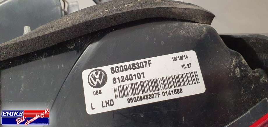 Baklykt venstre indre til VW e-Golf 2014-2017 (Fase 1)  (5G0 945 307 F|)
