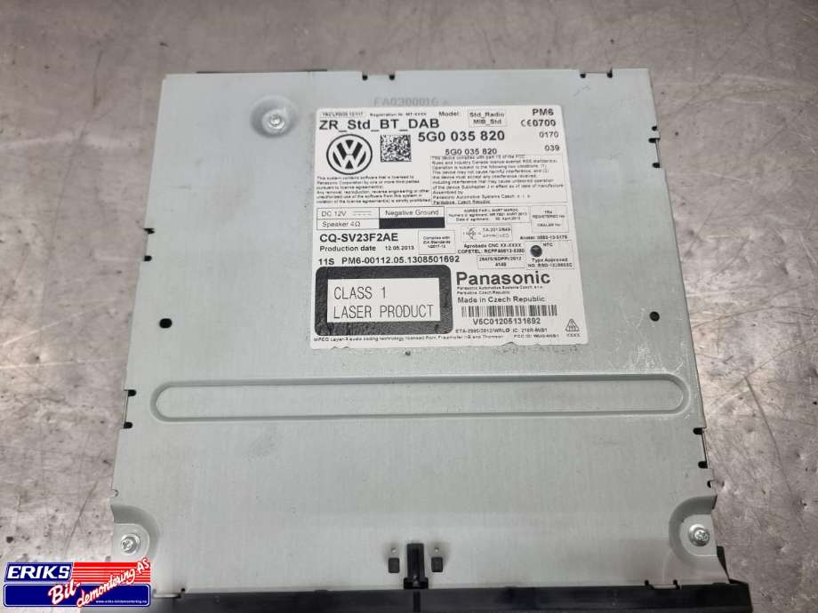 Bilstereo navigasjon spiller til VW Golf VII 2012-2017 (Fase 1)  (PANASONIC|5G0 035 820 A|)