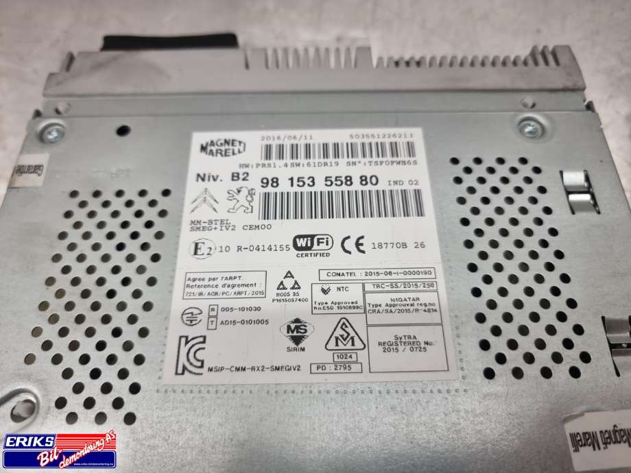 Bilstereo navigasjon til Peugeot Partner 2015-2019 (Type II, Fase 2)  (98 153 558 80|)