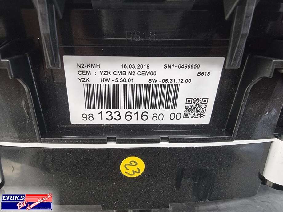Instrumentpanel til Citroën C3 2016-->> (Type III)  (981336168000|)