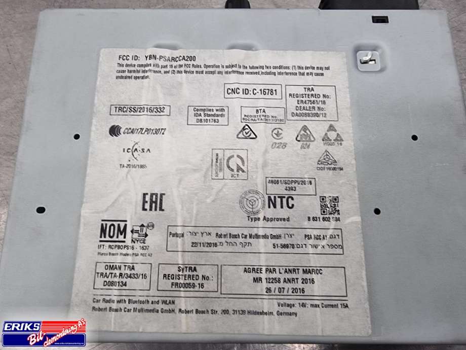 Bilstereo navigasjon spiller til Peugeot 208 2012-2019 (Type I)  (BOSCH|9822730280|)