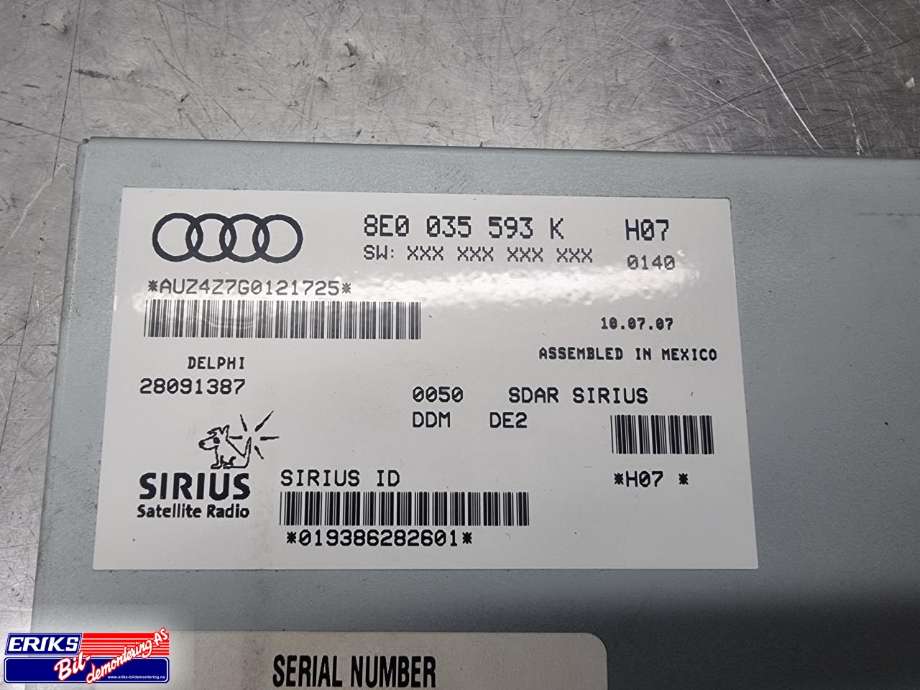 Bilstereo diverse til Audi TT 2006-2014 (Type II) (8E0 035 593 K|)