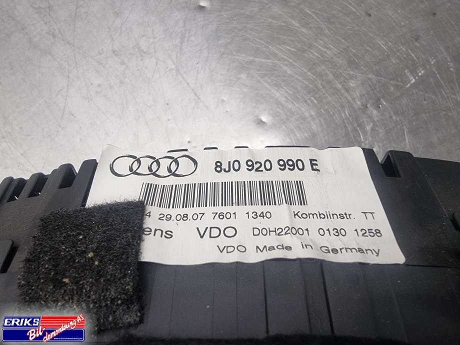 Instrumentpanel til Audi TT 2006-2014 (Type II)  (VDO|8J0 920 990 E|)